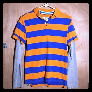 Blue and Orange Striped Long Sleeve Kids Shirt